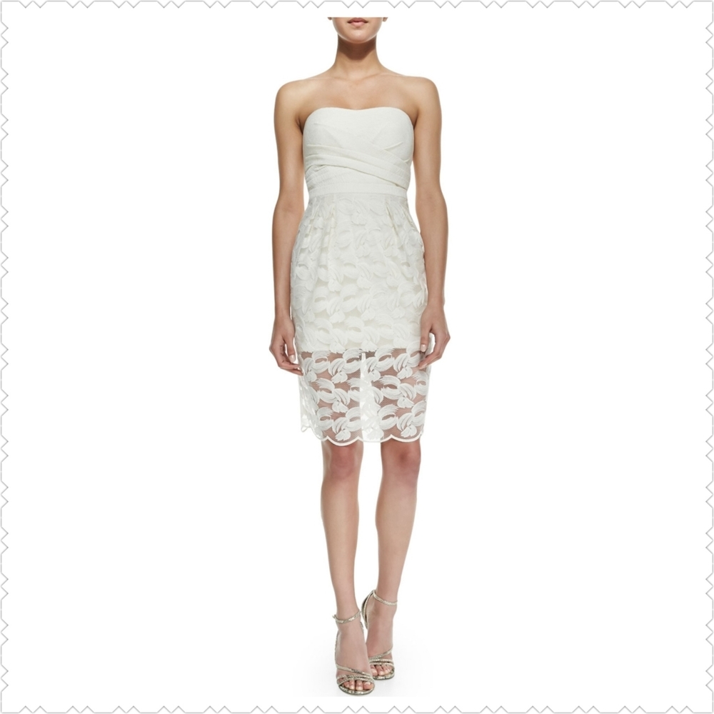 Gianni Bini Sybil Strapless Mesh-Overlay Dress, Size 4